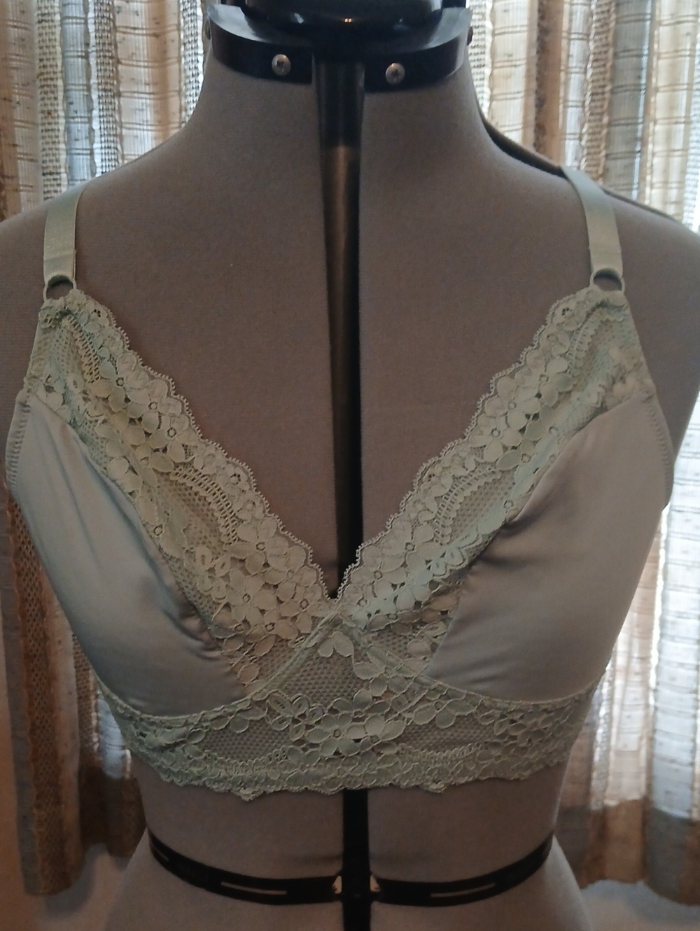 Lace-Trim Bralette in Sage Green - Comfortable Everyday Support